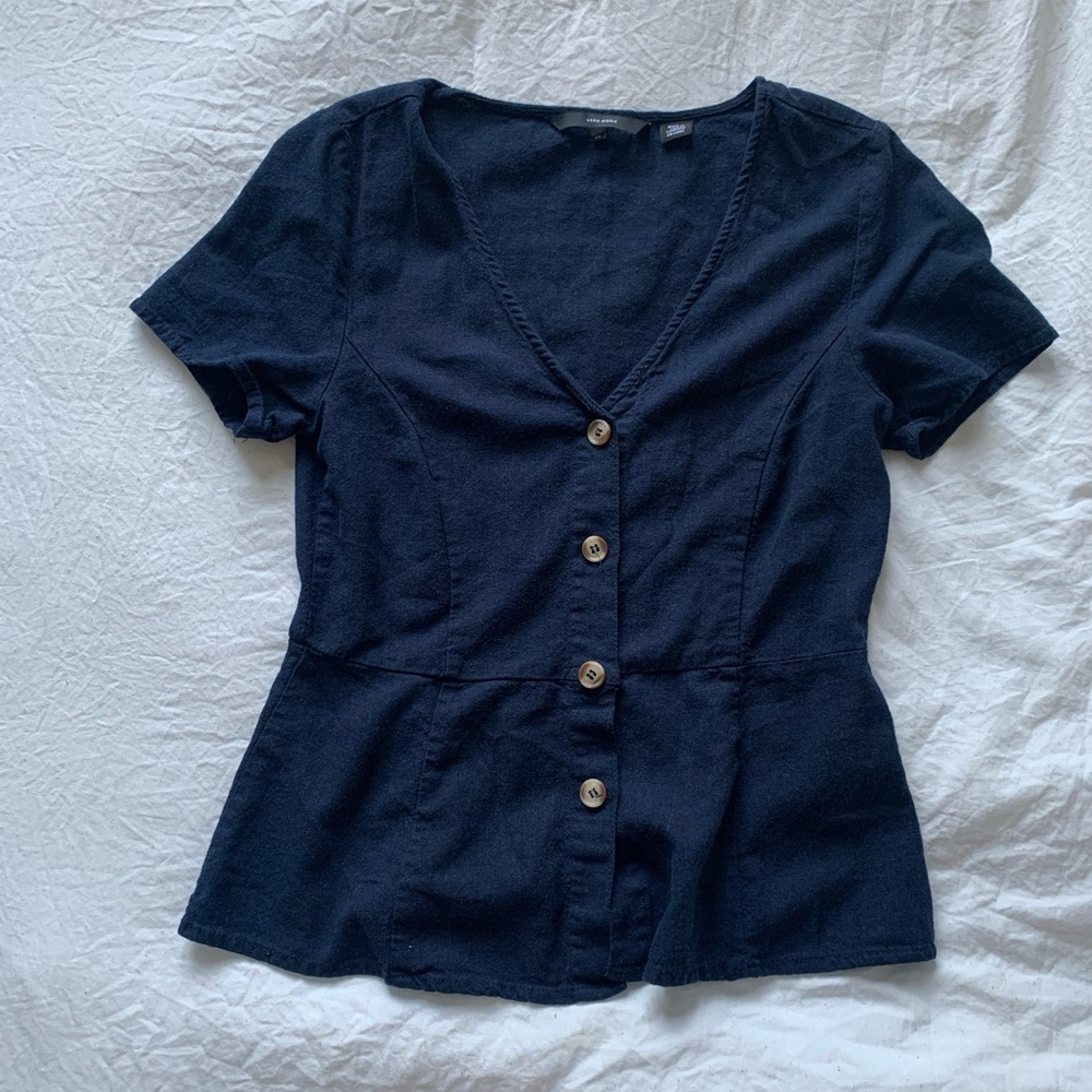 Vero Moda Navy Button Down Top - image 1